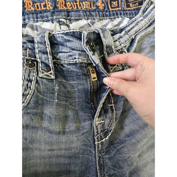 Rock Revival Lanny Embroidery Distressed Mens Boot Cut Denim Jeans 29x29 - Picture 12 of 12